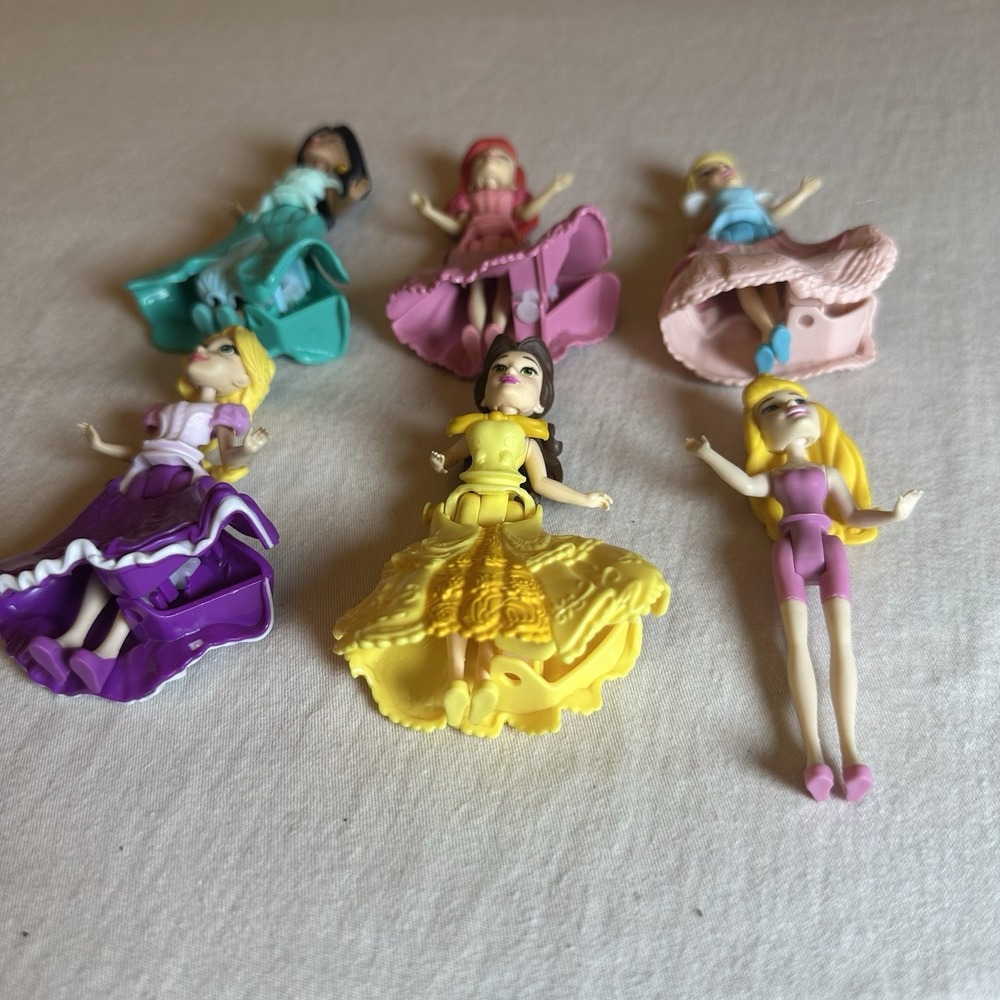 Disney Princess Royal Clips Doll Lot of 6 Mini Dolls w/ 5 Clip On Dresses As Is - Picture 4 of 6